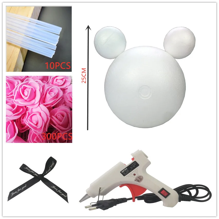 1 шт. 20/25 см пены розовая формочка "Микки Маус" DIY искусственный цветок розы Микки Пластик розы подарки «сделай сам» - Цвет: 25cm pink