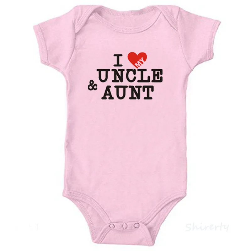 Одежда для новорожденных, белая, с надписью «I Love Uncle», «tunt», «Unisex», из чистого хлопка, цельные детские комбинезоны летние, с короткими рукавами, Одежда для новорожденных - Цвет: 3060-Pink