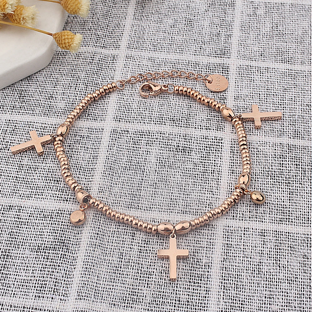 Модные регулируемые браслеты с бусинами цвета розового золота FINE4U B113 браслет