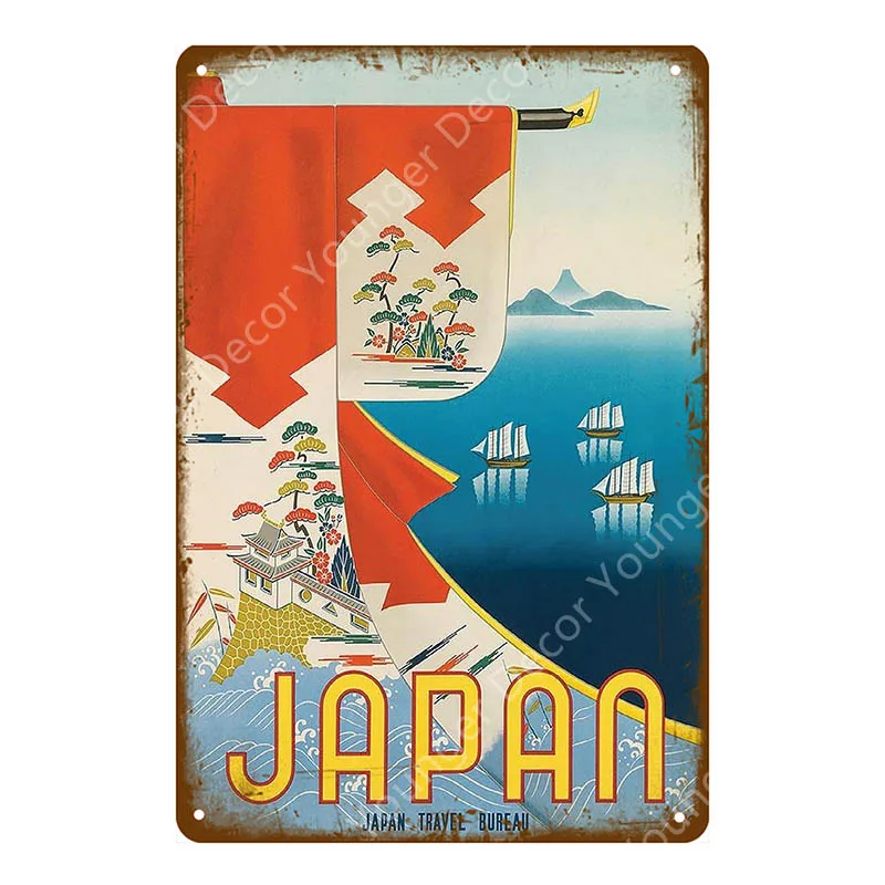 Япония национальный Туризм плакат японский Ukiyoe винтажные металлические знаки стены искусства дощечки с рисунком декор домашнего бара путешествия пластины YI-031 - Цвет: YD9715EI