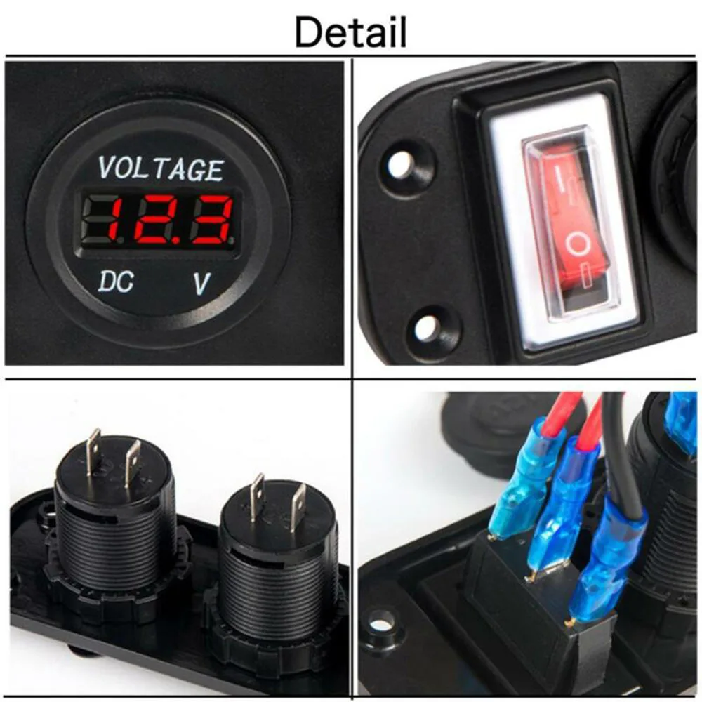

Voltmeter Car charger 4 in 1 Interior Accessories Auto Cigarette Lighter Dual USB