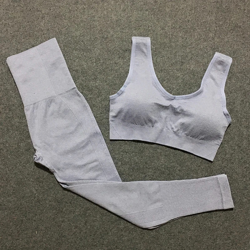 Комплект для йоги из 2 предметов одежда спортзала тренировок женщин 2019 бесшовный