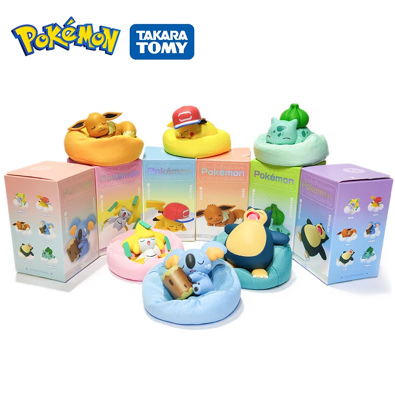 

6 Styles Genuine Pokemon Jirachi Snorlax Bulbasaur Pikachu Komala Eevee Anime Figures game Toys Model Kawaii Kids Birthday GIft