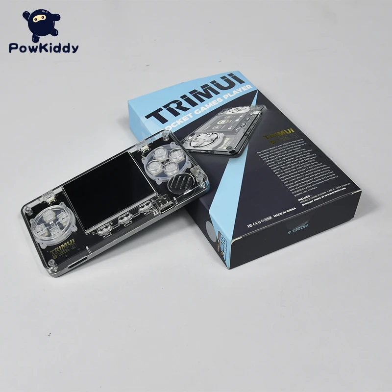 

Игровая консоль Powkiddy TRIMUI в стиле ретро, ультра карточная, прозрачная, с поддержкой двух игровых автоматов, портативная игровая консоль для д...