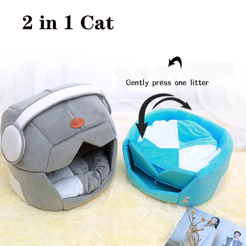 2 в 1 пространства Кепки кошка пещера кровать Складной Съемный Кошкин дом