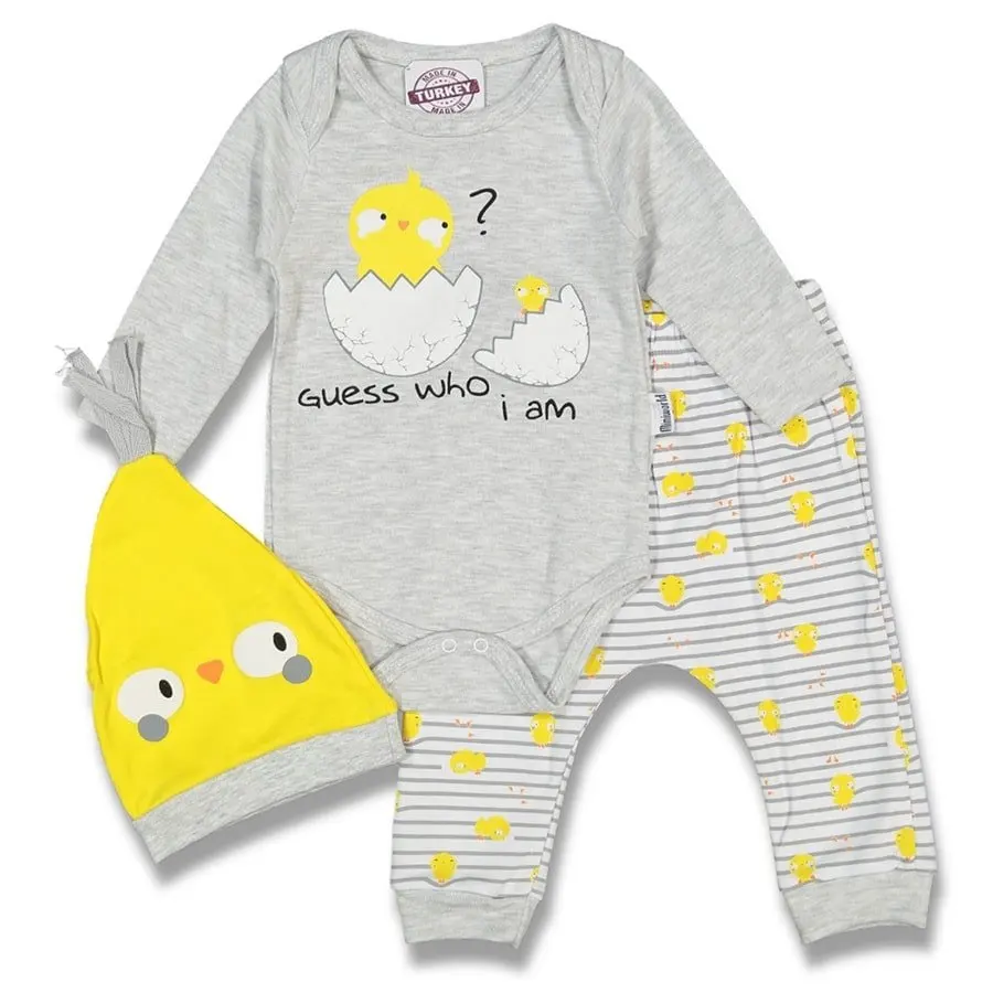 

Yellow Gray Crack Eggs 3'lü Suit
