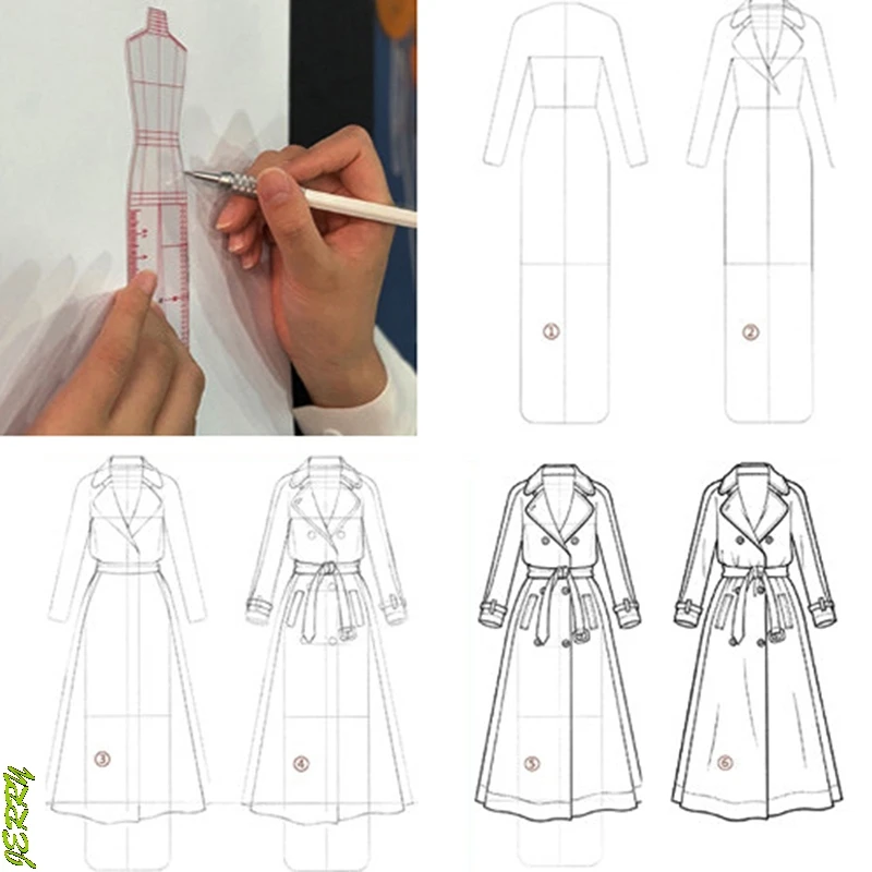 

Новинка; 1 комплект женской моды чертежная линейка рисунок шаблон для модного дизайна школьных принадлежностей