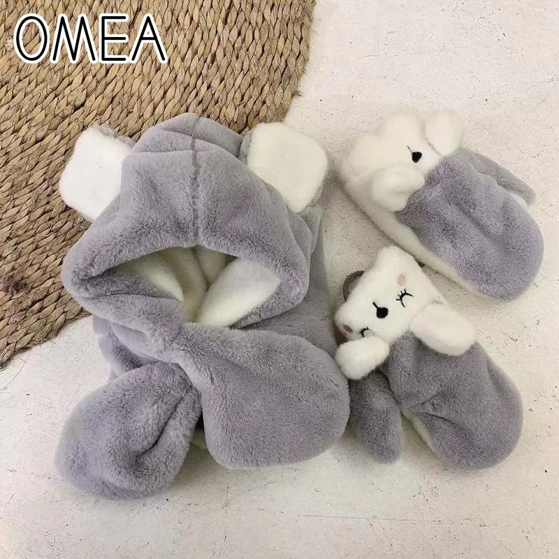 Зимние ранние перчатки OMEA для девочек зимний комплект мальчиков шапка с милыми