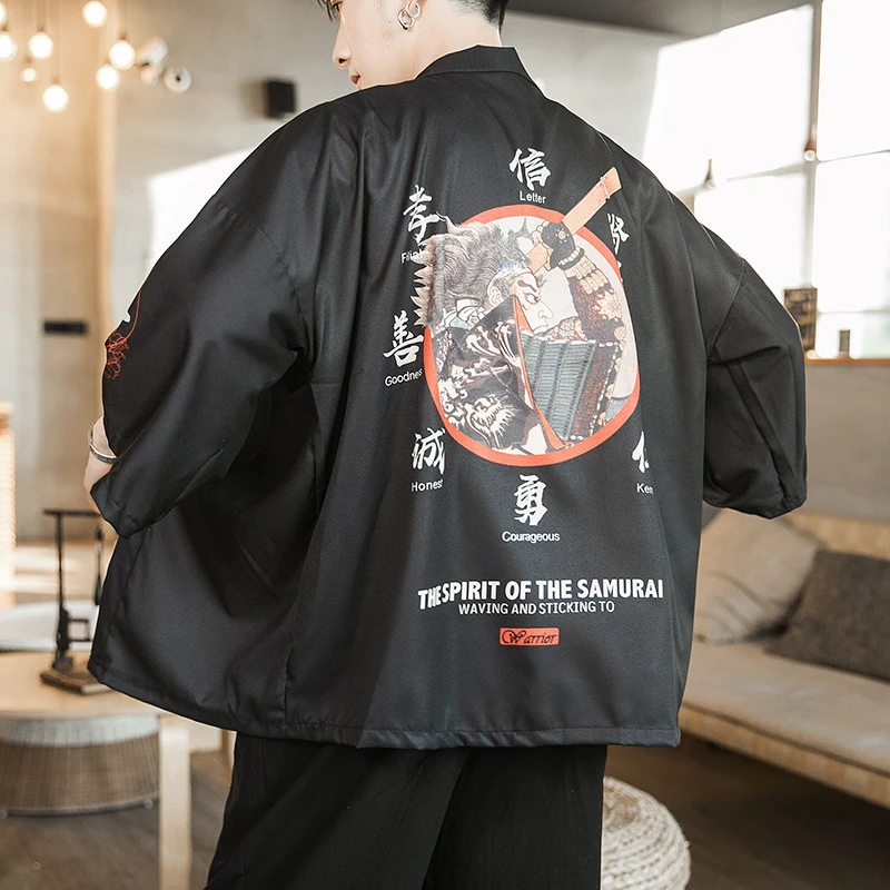 Haori Samurai, новинка, летняя мужская куртка, кардиган, японский стиль, кардиган Ретро, кимоно, традиционная юката, азиатская одежда для женщин - Цвет: Color 4