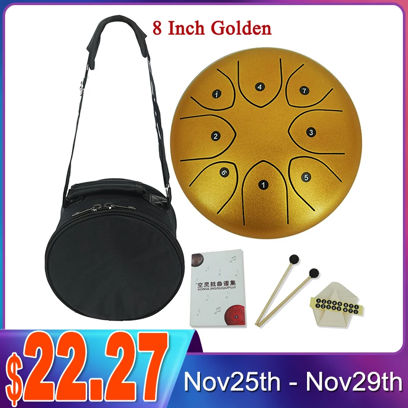 6 Inch 8 Inch Tongue Drum 8 Tune Steel Hand Pan Drum Tank Drums With Drumsticks Padding Bag Percussion Instruments Accessories