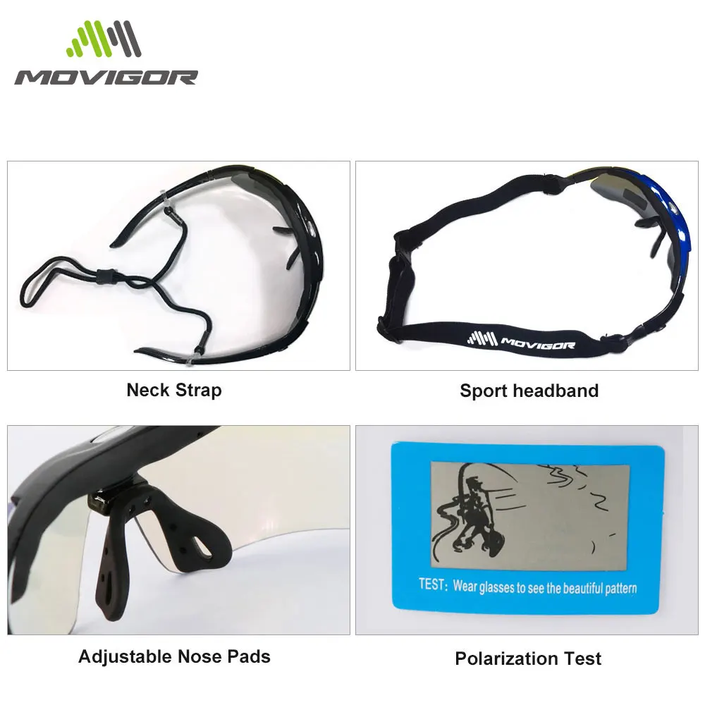 

MOVIGROR 5 Lens Polarized Cycling Glasses Sports Men Sunglasses Road Bicycle Goggles Mountain Bike Riding Protection Eyewear set