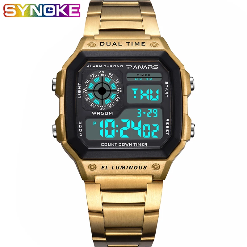 PANARS мужские часы фитнес водонепроницаемые G Стиль повседневные цифровые военные