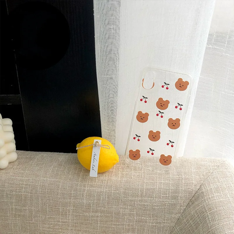 Kawaii bear корейский Прозрачный чехол для пары iPhone 11Pro Max 7 8 6s plus мягкий силиконовый X XS