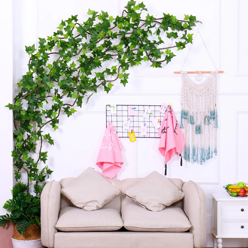 210cm Artificial Hanging Garland Plants Vine Silk Greenery Creeper Foliage Leaf Boston Ivy Tree branches Home Wedding Wall Decor - купить по