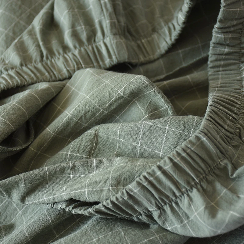 Пижама из хлопка газовое кимоно мужской домашний костюм в клетку бандажный халат