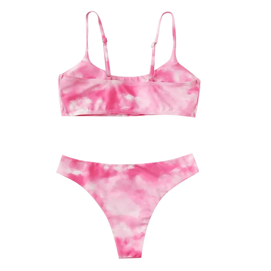 

Women's Sexy Swimwear Tie-Dye Print Biquini Brazilian Bikini Set High Cut Two Piece Swimsuit Summer Beachwear Maillot De Bain
