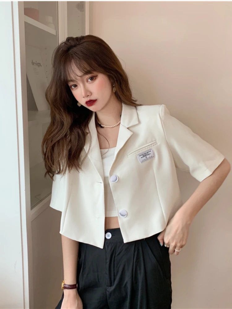 

Women's Suit Jacket Summer New Short-Sleeved Short Solid Color Single-Breasted Youth Casual Top