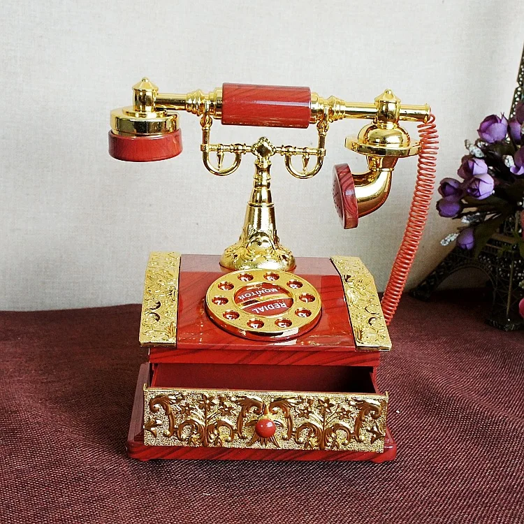 

Diy Creative Photographic Props Aristocratic Old-fashioned Phone Model Practical Home Decor Music Box