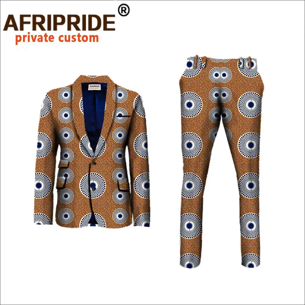 2020 африканская одежда для мужчин приталенные деловые костюмы куртка + брюки