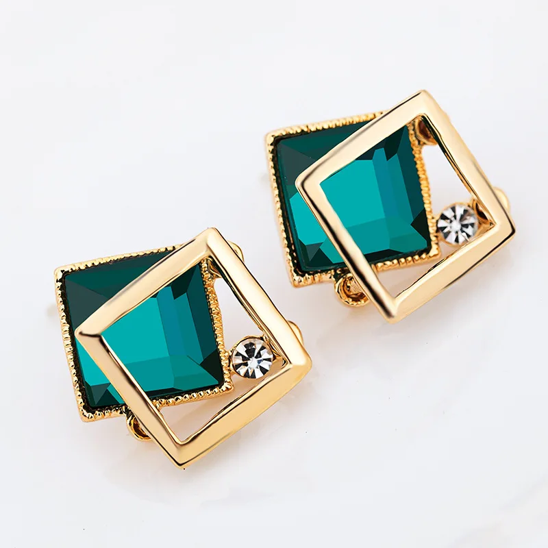 Korean Fashion Hypoallergenic Crystal Square Stud Earrings Gifts for Women Charm Small Earring Jewelry | Украшения и аксессуары