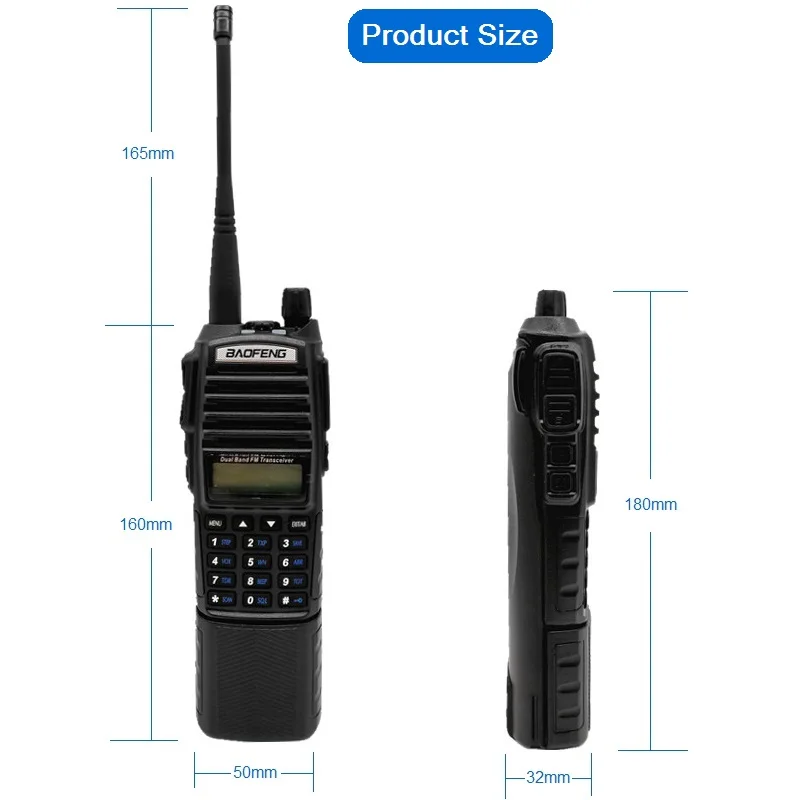 Портативная рация BAOFENG UV 82 8 Вт с большим аккумулятором CB радио для охоты 10 км VHF UHF