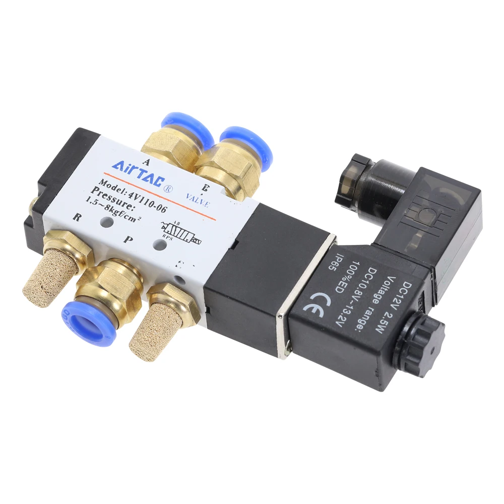 4V110 06 5 Путь 2 Позиция 1/8 &quotПневматический электромагнитный клапан DC 24V 12V AC 110V AC220V с