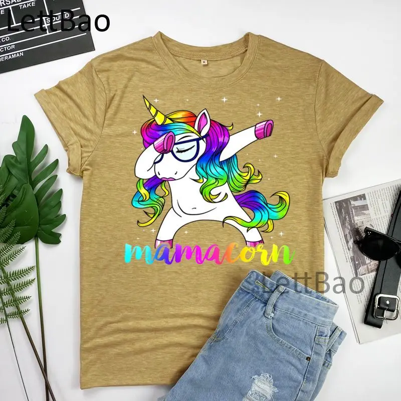

Mamacorn Mom Unicorn Women T-Shirt 90s Fashion Hipster Grunge Graphic Casual Harajuku Hipster Women Short Sleeve Tops T Shirt