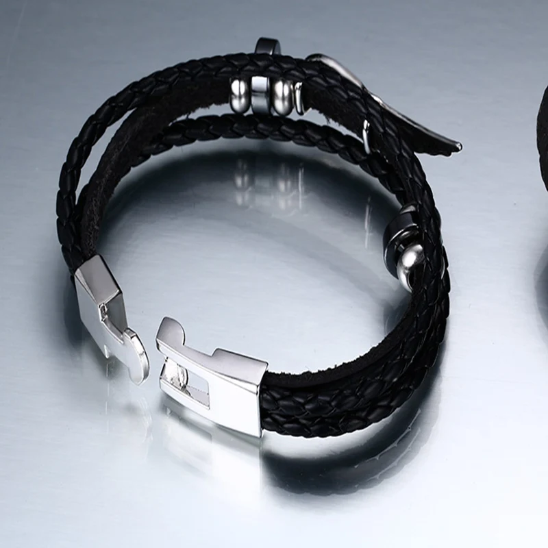 Korean Version Of Stainless Steel Accessories Multi-layer Braided Leather Angel Wings Bracelet Fashion Small Jewelry For Men | Украшения и
