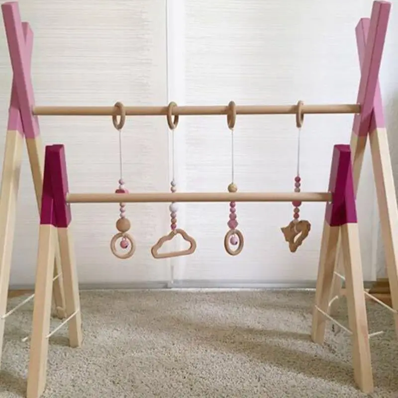 3 шт./компл. детские деревянные зубчатые бусины Натяжное кольцо для новорожденных