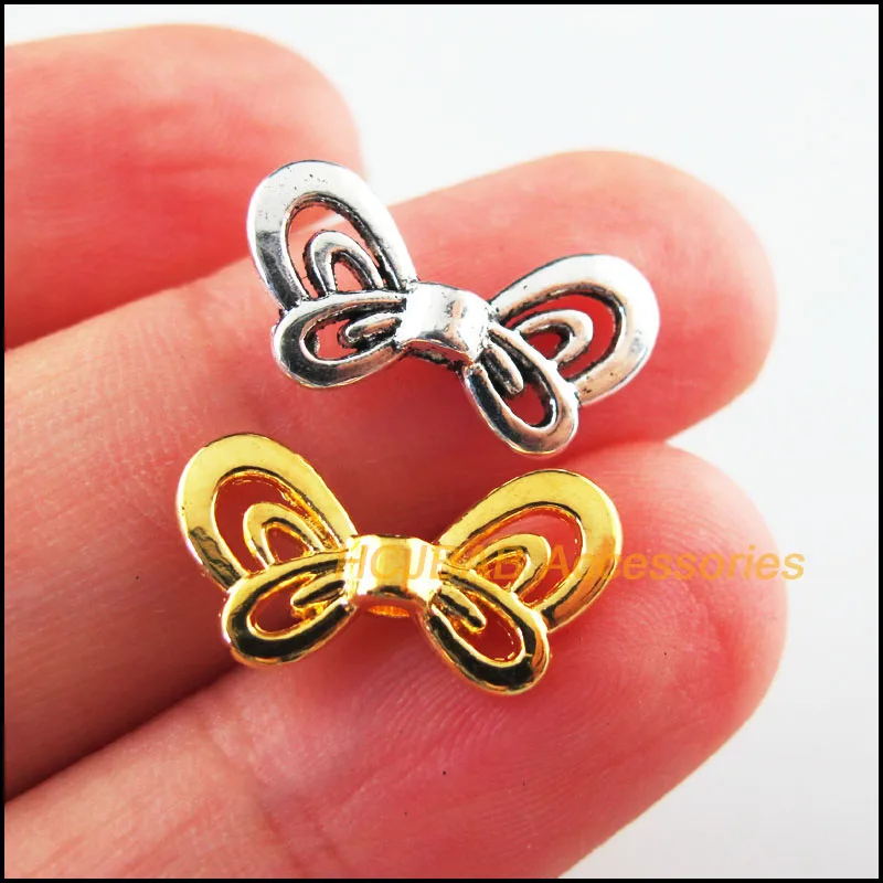 

35Pcs Retro Tibetan Silver Tone Gold Color Butterfly Wings Spacer Beads Charms 9.5x17.5mm