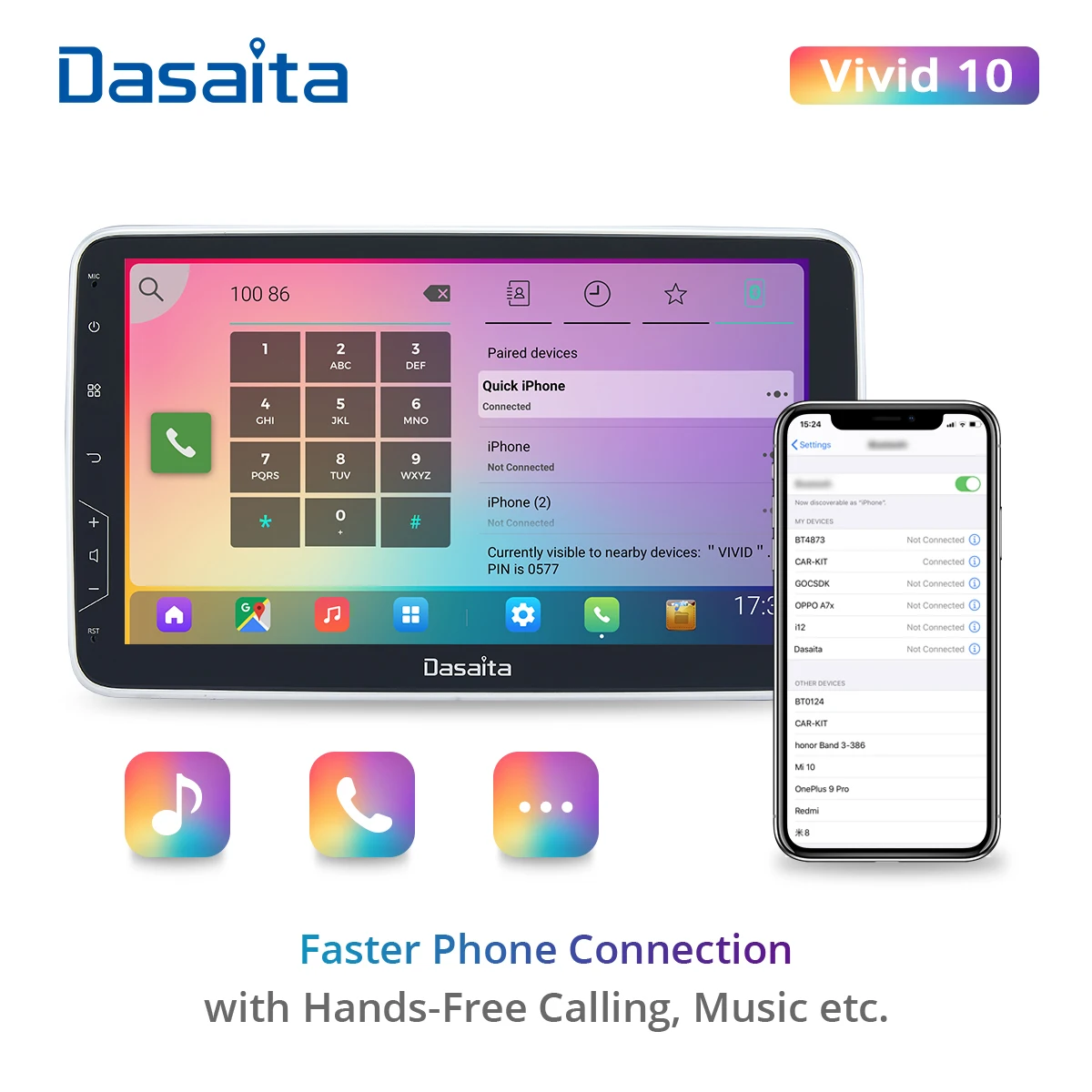 Автомобильная магнитола Dasaita Vivid универсальная мультимедийная система на Android с