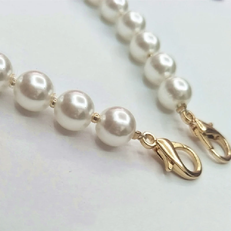 PH PandaHall 43 Inch Pearl Bag Chain, Silver Pearl Purse Strap