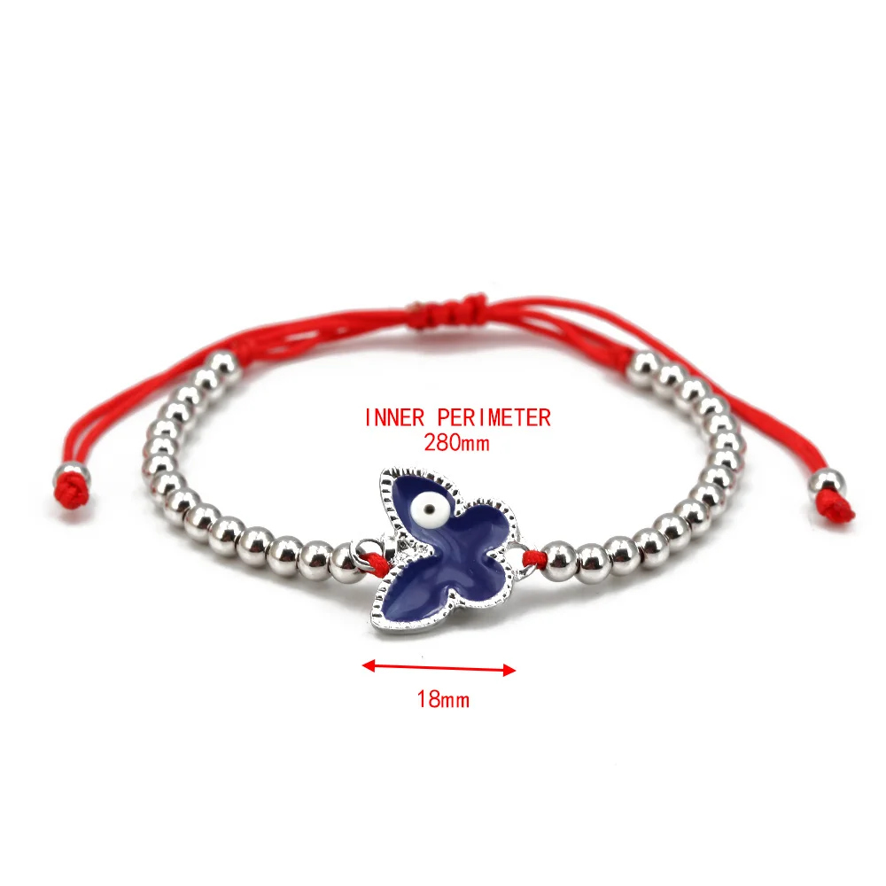 Браслет-цепочка женский Плетеный с подвеской Счастливый глаз и бабочкой