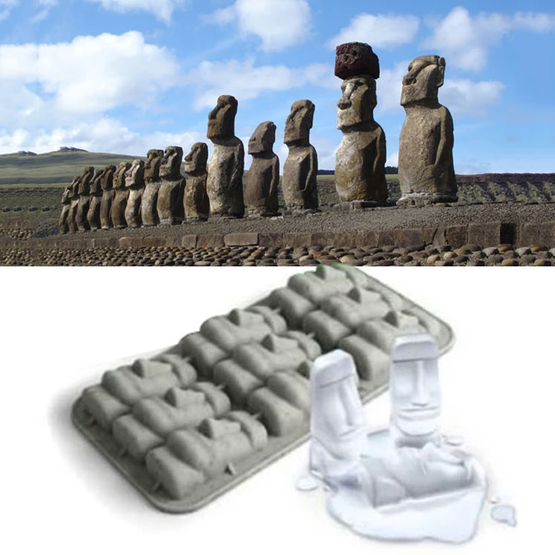 Каменные статуи Moai для пасхального острова замораживаемый силиконовый