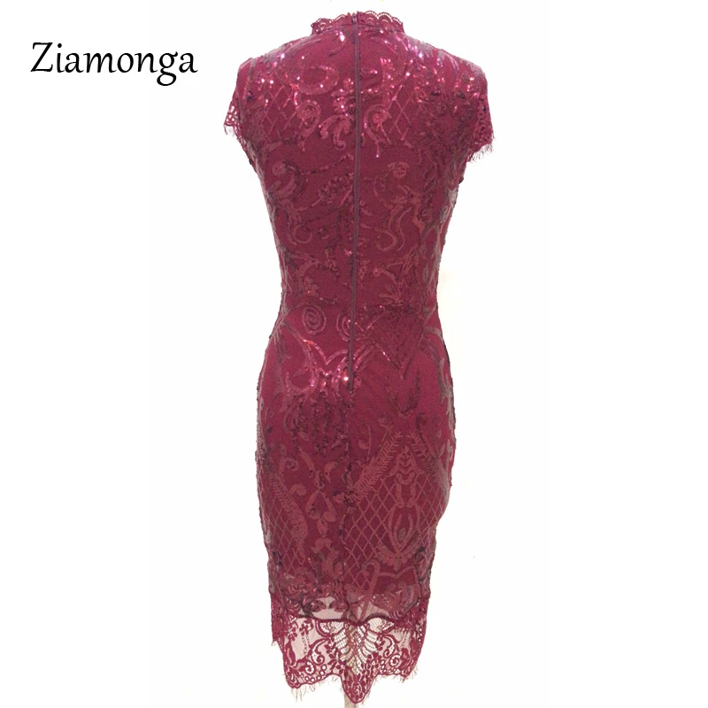 Женское кружевное платье с цветочной вышивкой Ziamonga черное облегающее блестками