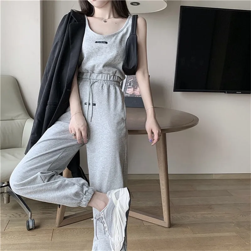 

Two Piece Sets Womens Outfits High Elastic Fitness Tracksuit Black Harem Pants Women Harajuku Korean Hip Hop Pants and Tops