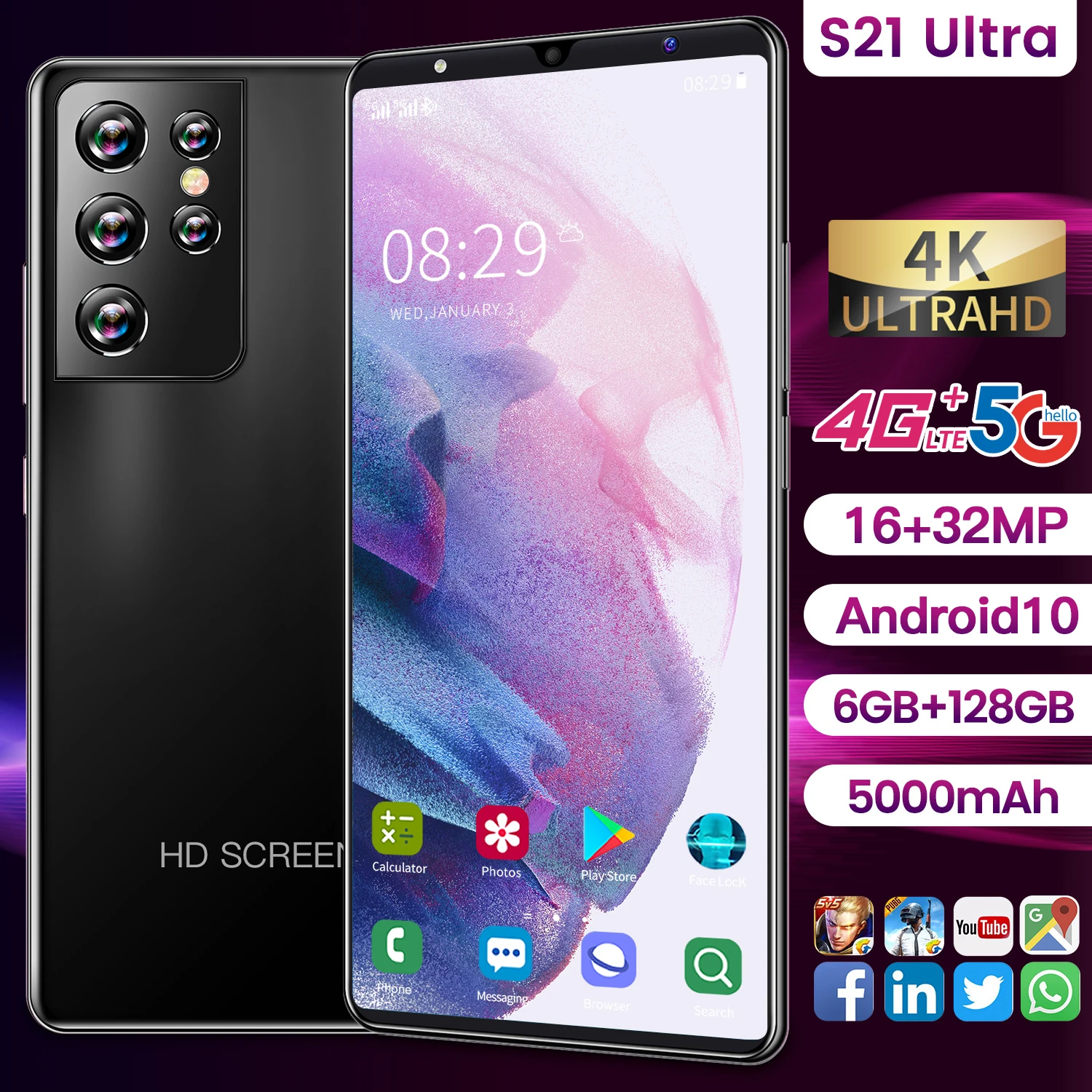 samsvng galaxy s21 ultra 5 0 inch 5g smartphone 8gb 256gb 5000mah android 10 0 support google dual sim 5g mobile phone celular free global shipping