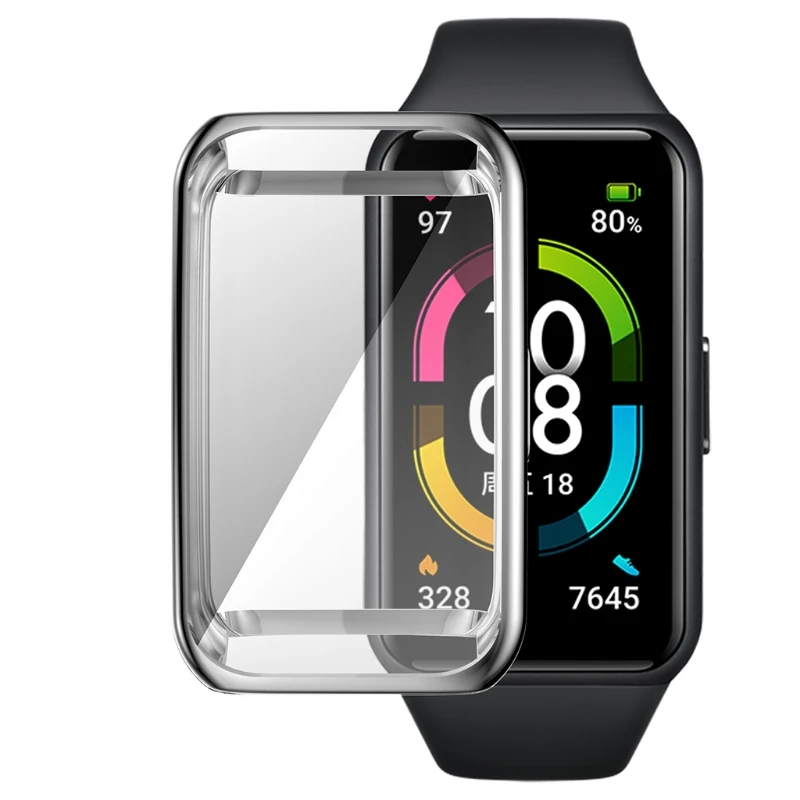 

Electroplating TPU Watch Cover Shell Screen Protector Case for Honor Band 6 Smart Wristband Accessories W89C