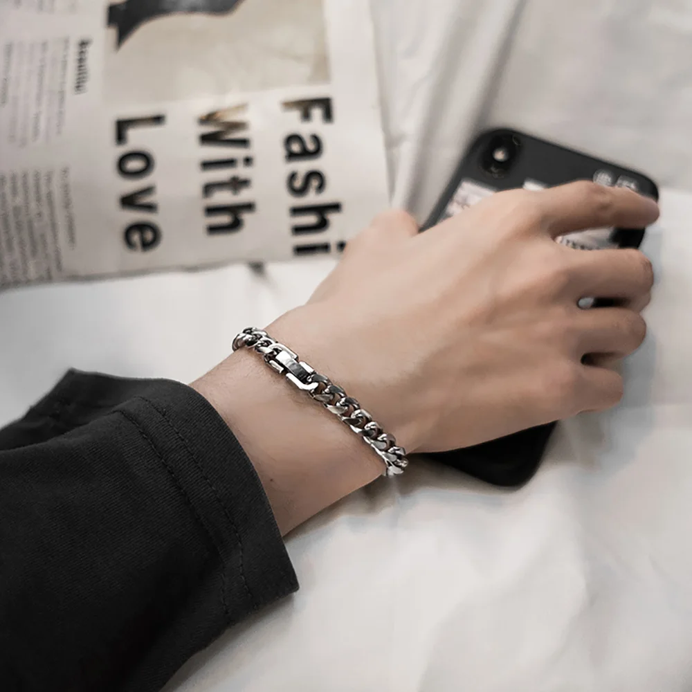 

2021 New Fashion Cuban Chain Men Bracelet Classic Hip Hop Stainless Steel Bracelet For Men Women Couple Trendy Jewelry Gift