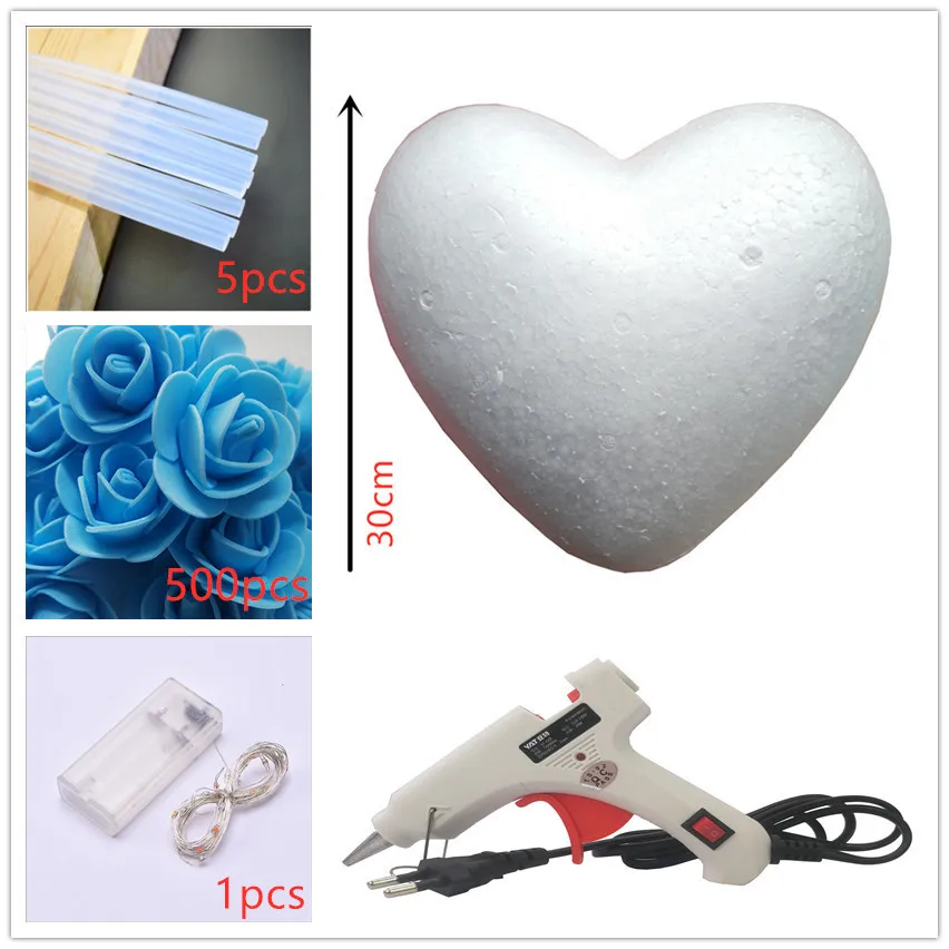 blue DIY Красочные в форме сердца розы искусственные DIY ручной работы Цветы Романтический День Святого Валентина и свадебные подарки для девушки - Цвет: blue DIY