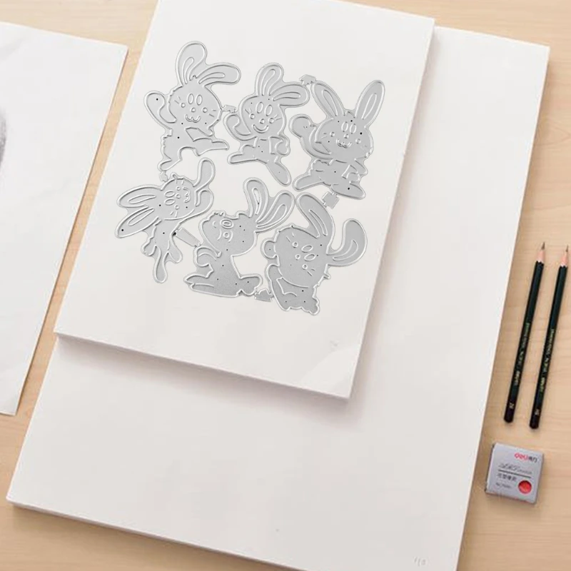 

Rabbits Metal Cutting Dies Stencil Scrapbooking DIY Album Stamp Paper Embossing 87HB