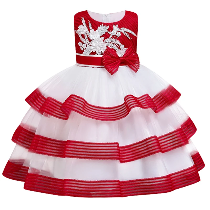 Детское Сетчатое платье с цветами для свадебной вечеринки танцев и выступлений