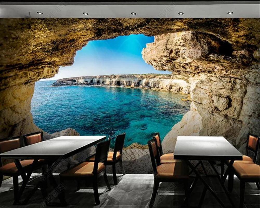 

3d Mural Wallpaper 3D Beautiful Seascape Landscape Background Wall Romantic Scenery Decorative Silk Mural Wallpaper
