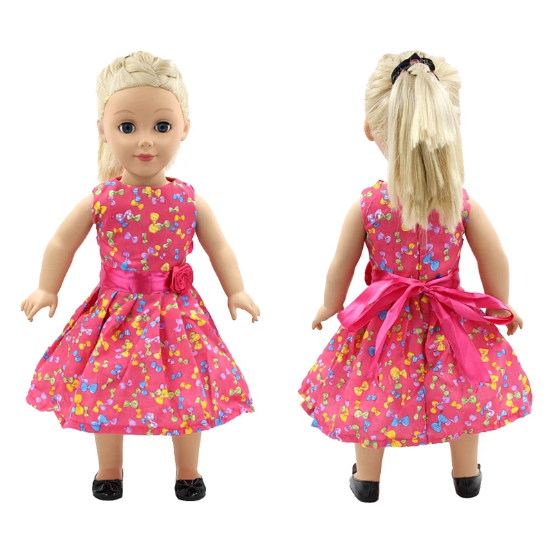 

Новинка 2021, платье принцессы с бантом, подходит для 18-дюймовых американских и 43 см кукол новорожденных, аксессуары для одежды