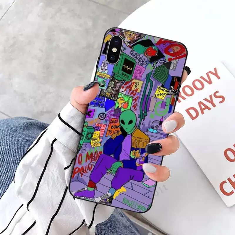 

Aesthetics Cartoon alien space Phone Case for iPhone 11 12 mini pro XS MAX 8 7 6 6S Plus X 5S SE 2020 XR