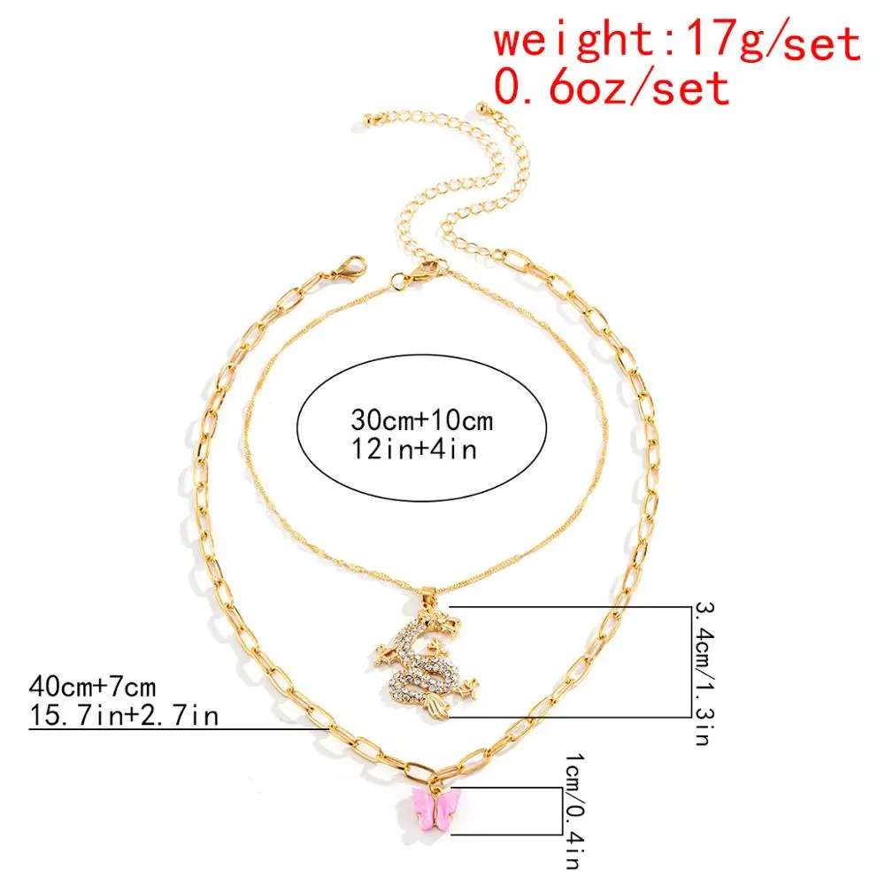 

Salircon Kpop Crystal Dragon Pendant Necklace for Women Vintage Acrylic Butterfly Chain Necklace Goth Statement Jewelry 2021Gift