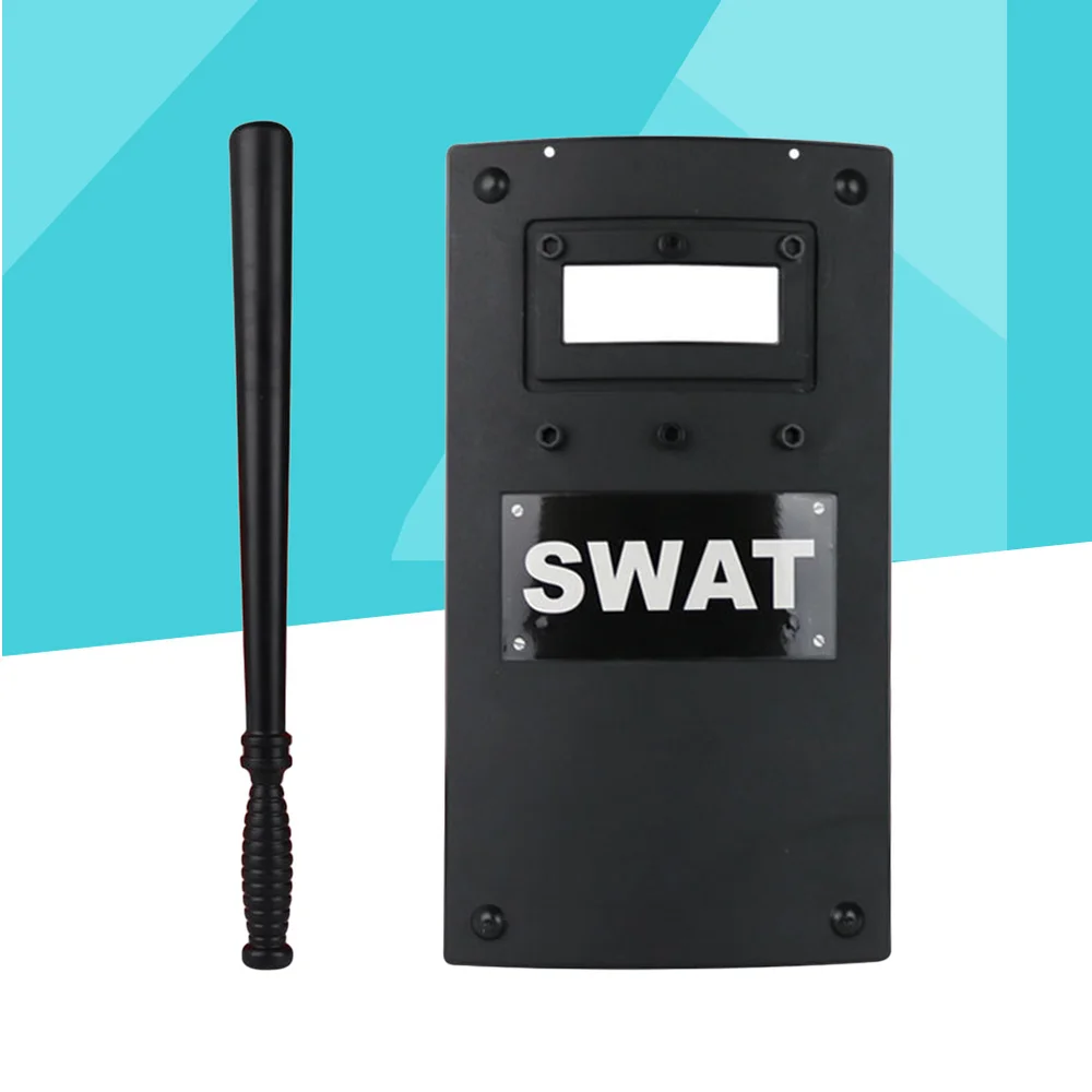 

2pcs Model Shield Baton Simulative Police Props Playthings for Kids Boy (Shield Random Style SWAT or POLICE Letter