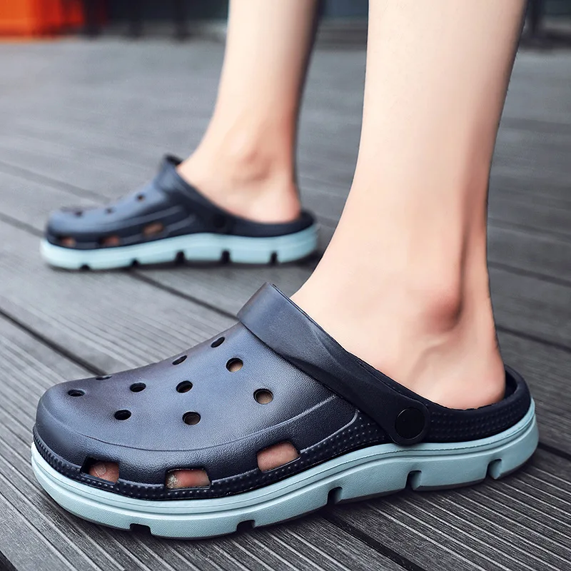 

2021 summer new style one shoe two holes breathable beach shoes couple sandals and slippers men's fashion non-slip sandals