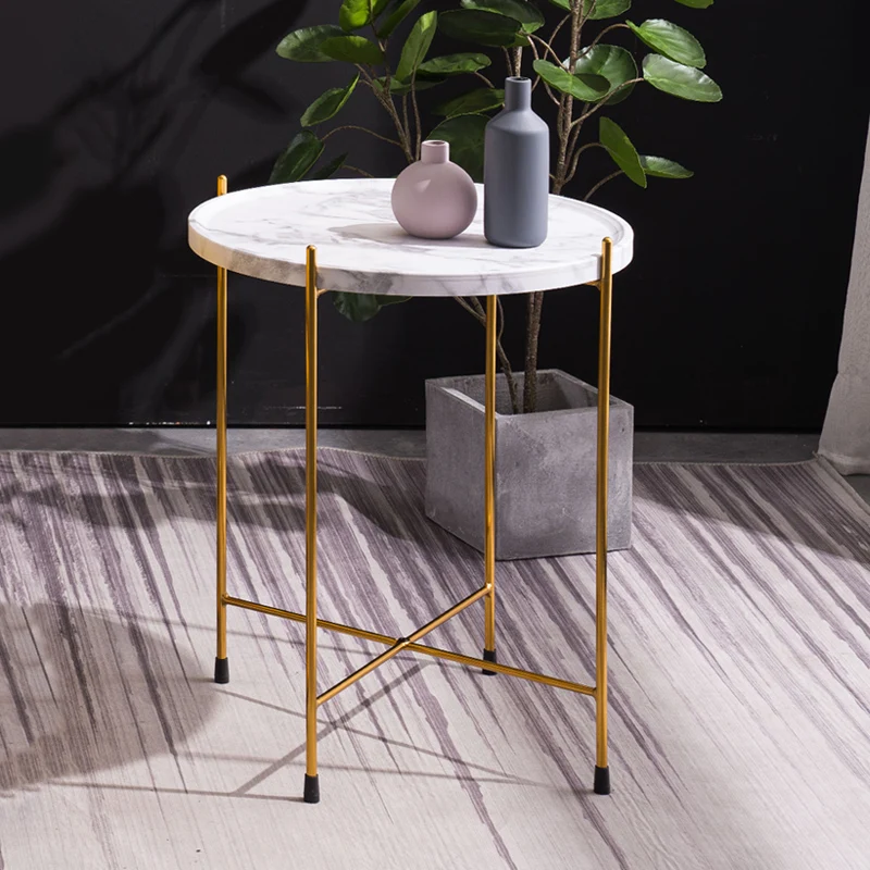 

Modern Luxury Side Table Minimalist Living Room Wrought Iron Coffee Table Round Corner Mesa Auxiliar Salon Center Table EB5CJ