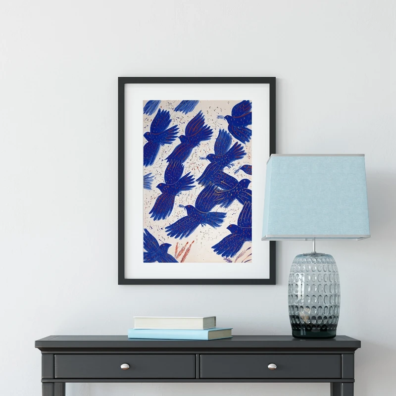 Плакат Alecos Fassianos настенное искусство печать на холсте синие птицы рая картина для